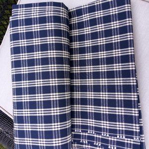 NWOT  Blue & ivory plaid upholstery  fabric